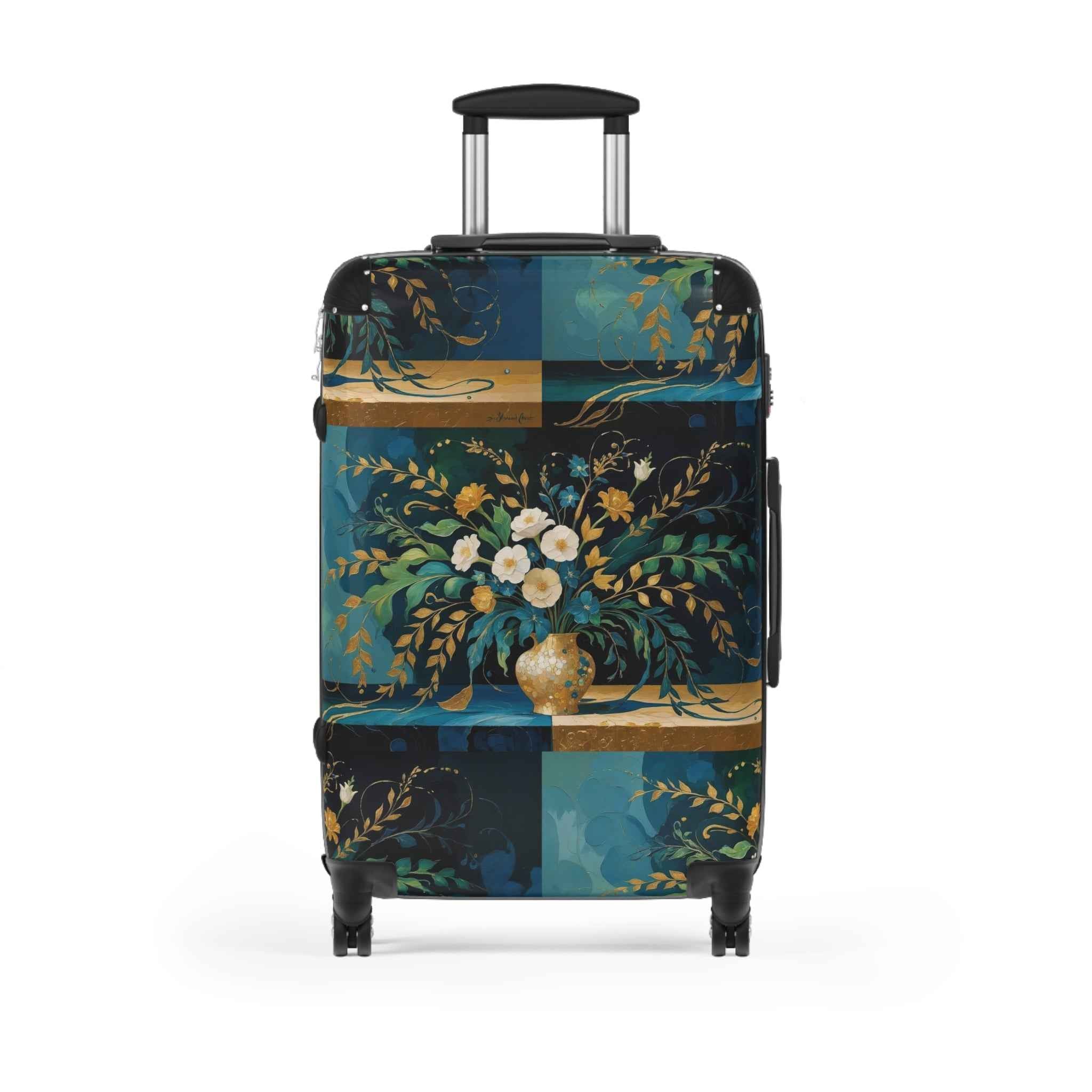 Klimt Floral Print Suitcase - Exclusive Vintage Travel Luggage by Rosetta Creative Boutique for Getaways and Summer Trips - Rosetta Creative Boutique